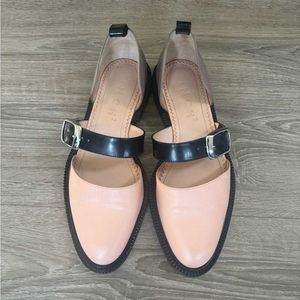 Inch2 Closed Toe Flat Heel Pump Shoes Bucckle Leather Sandals